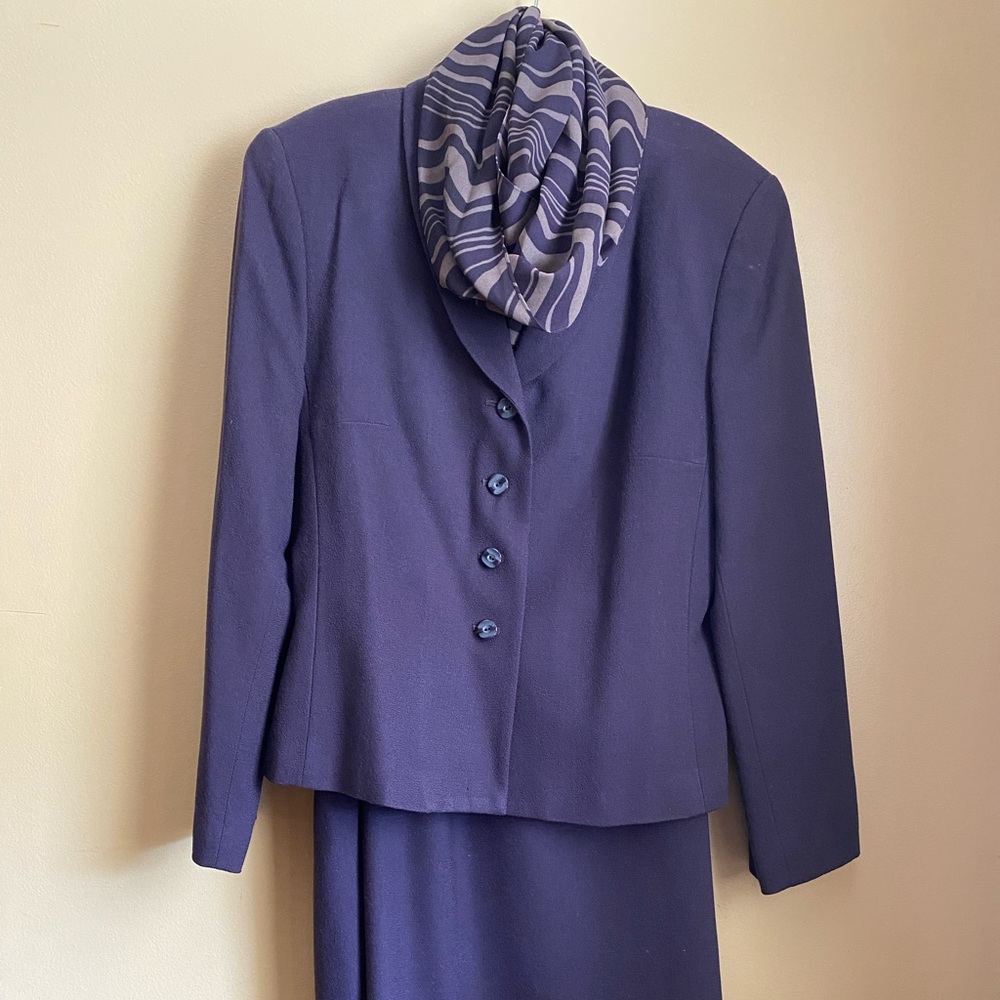 Kasper for A.S.L. Women’s Three Piece Wool Suit & Scarf Set